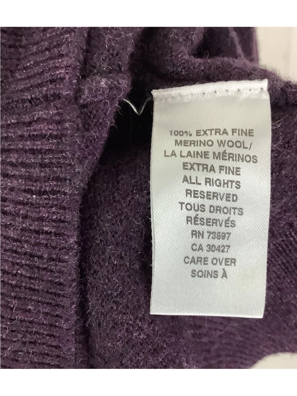 Raffi Womens Sz XL 100% Extra Fine Merino Wool Pullover Sweater Purple - Picture 5 of 6